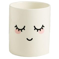 Кашпо Дарите счастье Улыбка 8 х 9,5 см белый/черный