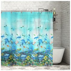 Штора для ванной Доляна Морская 180x180 732900 морская