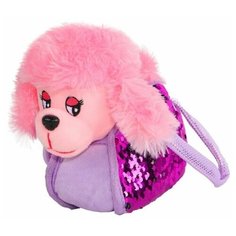 Мягкая игрушка Пушистые друзья Собачка в розовой сумочке с пайетками 19 см