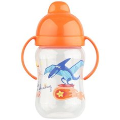Поильник-непроливайка Lubby Любимый 13945, 250 мл прозрачный/оранжевый