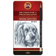 KOH-I-NOOR Набор чернографитных карандашей 1900 Toison Dor, 12 штук 8B-2H (1912012001PL)