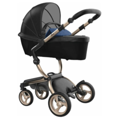 Коляска-трансформер Mima Xari (2 в 1), black/denim blue/champagne frame, цвет шасси: золотистый