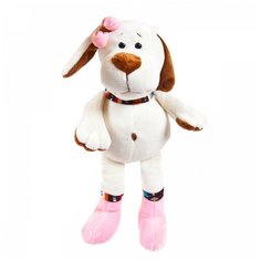 Мягкая игрушка ABtoys Собака с розовым бантом 17 см