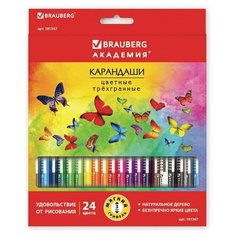 BRAUBERG Карандаши цветные Бабочки 24 цвета (181367)
