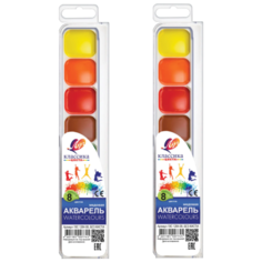 Луч Акварельные краски Классика 8 цветов, с кистью (19С1284-08), 2 шт