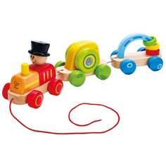 Каталка-игрушка Hape Triple Play Train (E0431) красный/зеленый/голубой/желтый