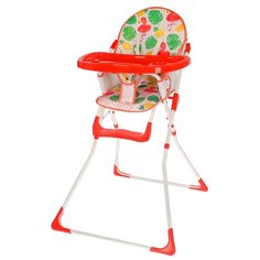 Стульчик для кормления Крошка Я Фламинго, белый/красный
