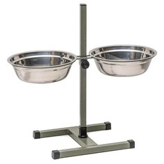 Подставка Пижон разборная с двумя мисками для собак 2.5 л серый/зеленый