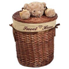 Доляна Корзина для белья круглая Медвежонок 45 х 45 х 55 см коричневый