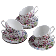 Чайный сервиз Доляна Колокольчики (1113389), 6 персон, 12 предм., белый/сиреневый