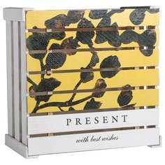 Коробка подарочная Дарите счастье Present 30 × 15 × 30 см белый/желтый