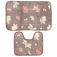 Комплект ковриков Доляна Осенние листья 40x50, 50x80 см зеленый