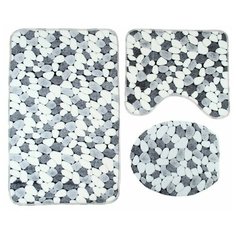 Комплект ковриков Доляна Галька 851420, 80х50, 50х45, 35х40 см серый