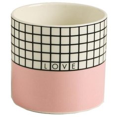 Горшок Дарите счастье Love, 8 х 7,5 см белый/черный/розовый