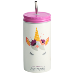 Дорого внимание Стакан с трубочкой Мечтай, 480 мл белый/розовый