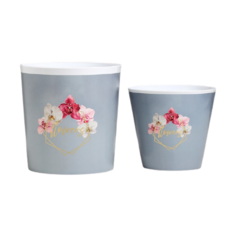 Кашпо Дарите счастье набор 2 в 1 Flowers 0.8 и 1.6 л серый