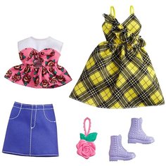 Barbie Комплект одежды с аксессуарами для куклы Барби GWC32/GRC83 желтый/синий/розовый