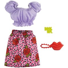 Barbie Комплект одежды с аксессуарами для куклы Барби Игра с модой GWC27/GRB96 фиолетовый/розовый