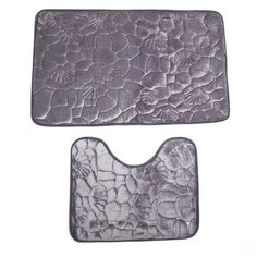 Комплект ковриков Доляна Галька, ракушки 40х50, 50х80 см (2581480/3734873) серый