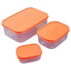 Доляна Набор контейнеров 0.15/0.5/1.2 л, оранжевый