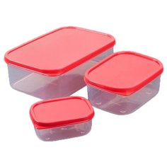 Доляна Набор контейнеров 0.15/0.5/1.2 л, красный