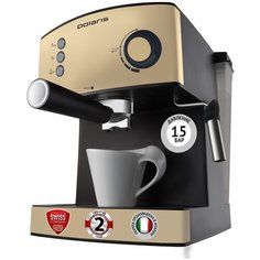 Кофеварка рожковая Polaris PCM 1527E Adore Crema, бежевый/черный
