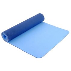 Коврик Sangh Yoga mat двухцветный, 183х61х0.6 см синий однотонный