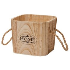 Доляна Короб для хранения HOME, 20.5 х 20.5 х 14.5 см коричневый