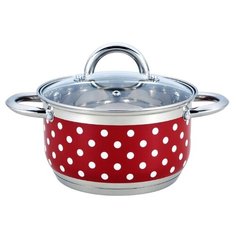 Кастрюля Agness Горошек, 4.7 л, красный
