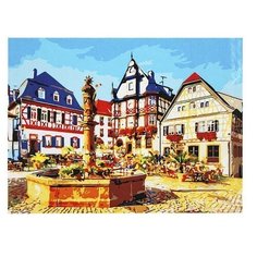 Рыжий кот Картина по номерам "Красивый фонтанчик" 30х40 см (Х-7598)