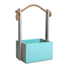 Кашпо Дарите счастье с ручкой из верёвки 15 х 12 х 25 см голубой/серый