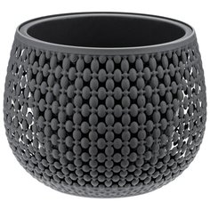 Кашпо IDEA (М-Пластика) Пирула со вставкой 17.5 x 17.5 x 14 см графитовый