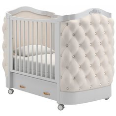 Кроватка Гандылян Тиффани декор стразы (колесо) (качалка) белая ночь