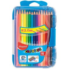 Maped Цветные карандаши Color Peps 15 цветов, «умная» коробка голубого цвета (832035)