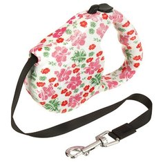Поводок-рулетка для собак Пижон с принтом Стрим цветы 3 м