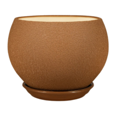 Горшок Ориана с поддоном Шар шёлк 22 х 18 см молочный шоколад