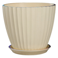 Горшок Керамика ручной работы с поддоном Калифорния 18,5 х 18,5 х 16 см бежевый жемчуг