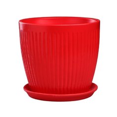 Кашпо Керамика ручной работы с поддоном Осень вертикаль 18 х 16 см красный