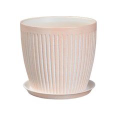 Кашпо Керамика ручной работы с поддоном Осень вертикаль 18 х 16 см золото