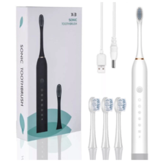 ЗВУКОВАЯ ЭЛЕКТРИЧЕСКАЯ ЗУБНАЯ ЩЕТКА SONIC TOOTHBRUSH X-3 WHITE ( с тремя дополнительными насадками )