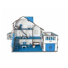 ЭlenToys кукольный домик с террасой, синий