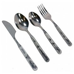 Амет Набор столовых приборов детский Топтыжка, 4 предмета серебристый