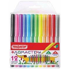 Пифагор Набор фломастеров Веселая такса, 12 шт. (151397)
