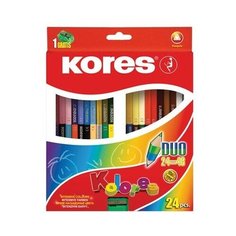 Kores Карандаши цветные двусторонние Kolores Duo 48 цветов 24 шт. с точилкой (128907)