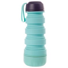 Бутылка для воды BRADEX складная с отсеком для таблеток 0.4 силикон бирюзовый