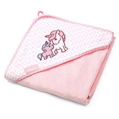 BabyOno Полотенце бамбуковое с капюшоном банное 100х100 см розовый