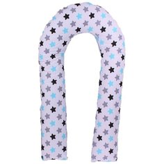 Подушка Body Pillow для беременных U холлофайбер, с наволочкой из хлопка серый/белый звезды/пряники