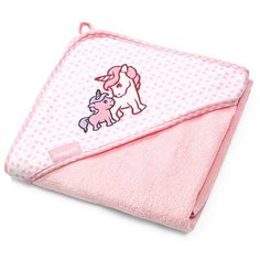 BabyOno Полотенце бамбуковое с капюшоном банное 76х76 см розовый