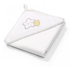 BabyOno Махровое полотенце с капюшоном банное 76х76 см белый