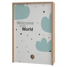 Коробка подарочная Акушерство Memory Box Welcome to the World 25 x 38 x 10 см бежевый/голубой
